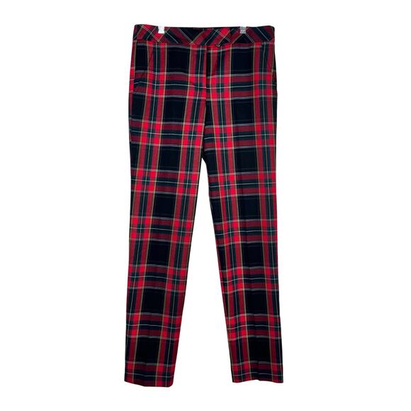 Trina Turk Tartan Plaid Slim Ankle Pants 0 Holiday Preppy - Picture 1 of 10